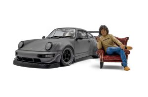 PORSCHE 911 (964) RWB BODYKIT WITH AMERICAN DIORAMA FIGURE NARDO GREY 2024